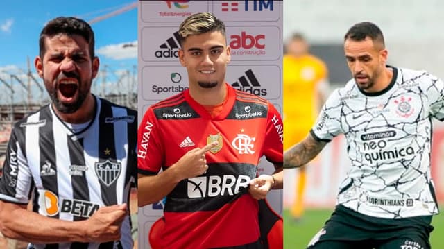 Diego Costa no Atlético-MG, Andreas Pereira no Flamengo, e Renato Augusto no Corinthians