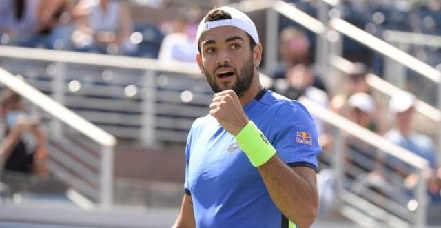 Matteo Berrettini vibra durante batalha pelo US Open