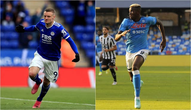 Montagem - Vardy (Leicester) e Osimhen (Napoli)