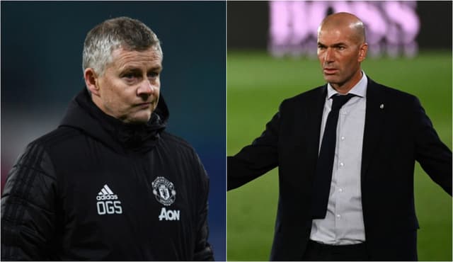 Montagem - Ole Gunnar Solskjaer (Manchester United) e Zinédine Zidane