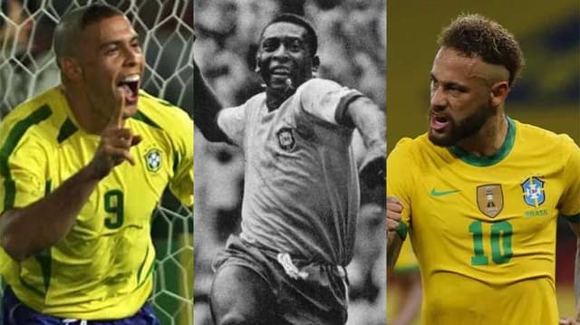 Montagem - Ronaldo, Pelé e Neymar