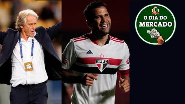 Jorge Jesus, e o lateral Daniel Alves no São Paulo.