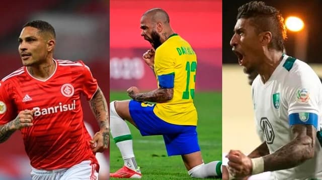 PAOLO GUERRERO, DANI ALVES E PAULINHO.