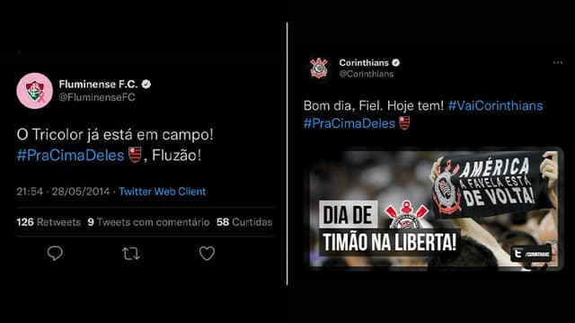 Tweets dos Clubes