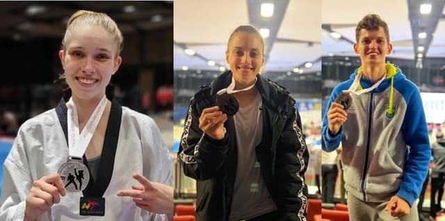 Sandy Macedo, Milena Titoneli e Paulo Melo com suas medalhas (Foto: Montagem com imagens do instagram dos atletas)