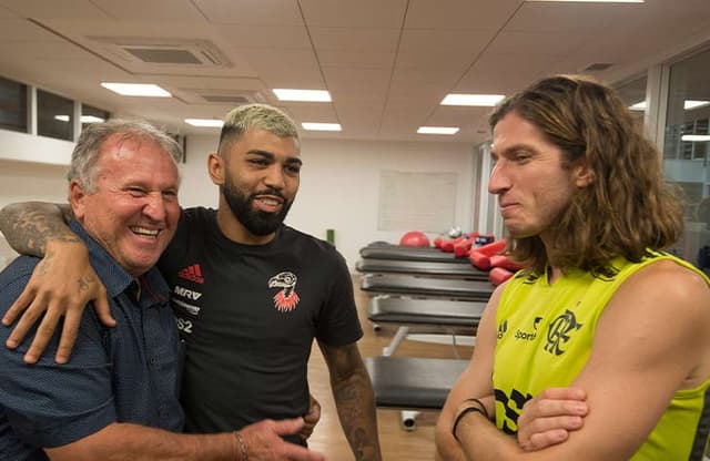 Zico, Gabigol e Filipe Luís