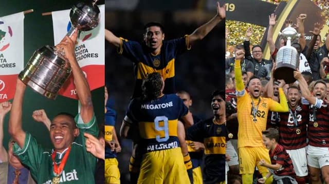 PALMEIRAS CAMPEÃO DA LIBERTADORES 1999, BOCA JUNIORS CAMPEÃO EM 2007 E DO FLAMENGO CAMPEÃO EM 2019.