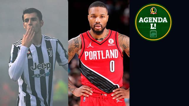 ma montagem com Morata, atacante da Juventus, e Damian Lillard, jogador de basquete do Portland Trail Blazers