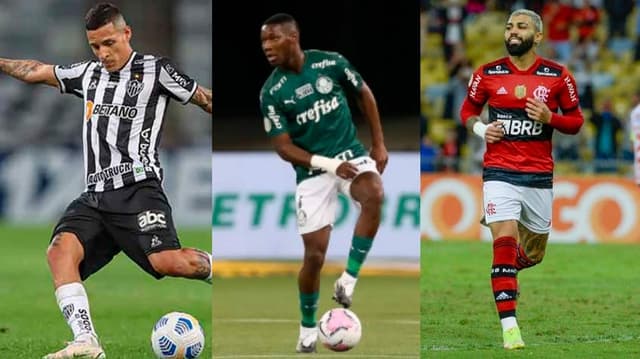 Guilherme Arana (Atlético-MG), Patrick de Paula (Palmeiras) e Gabigol (Flamengo)