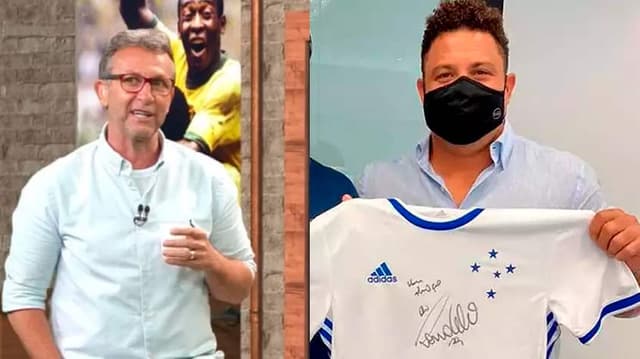 Neto (band) e Ronaldo segurando a camisa do Cruzeiro