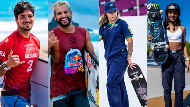 Gabriel Medina, Italo Ferreira, Pâmela Rosa e Rayssa Leal