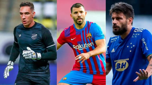 Fernando Prass, do Ceará, o atacante Aguero, do Barcelona, e o atacante Rafael Sóbis, do Cruzeiro