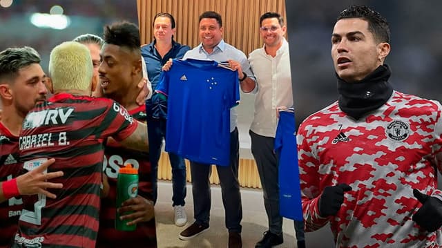 Montagem - Flamengo, Ronaldo e Cristiano Ronaldo