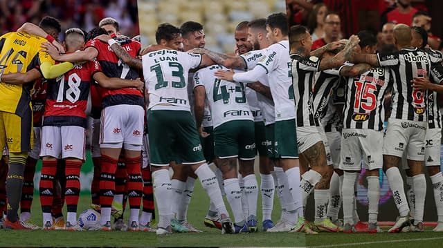 Montagem - Flamengo, Palmeiras e Atlético-MG