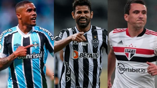 Douglas Costa (Grêmio), Diego Costa (Atlético) e Pablo (São Paulo).