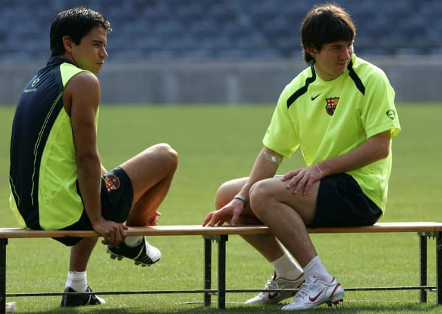 Javier Saviola e Lionel Messi - Barcelona