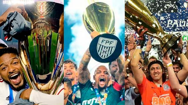 São Paulo (2021), Palmeiras (2020) e Corinthians (2019)