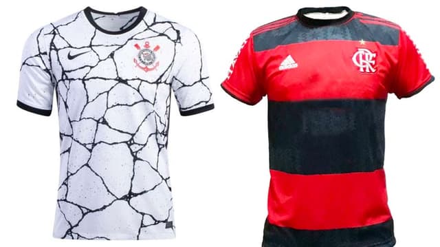 camisas de 2021 do Corinthians e Flamengo