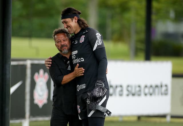 Cássio e Cléber Xavier - Treino Corinthians 15/02/2022