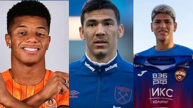 David Neres (Shakhtar), Fabián Balbuena (Dínamo Moscou) e Jorge Carrascal (CSKA)