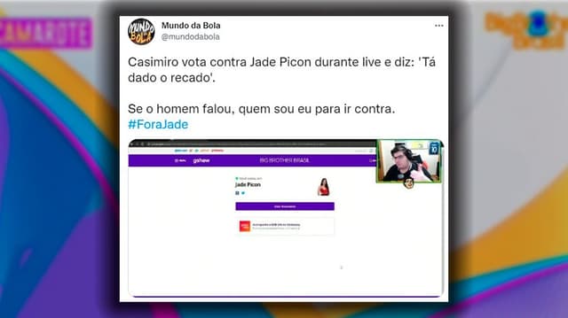 Meme: Casimiro votando na Jade