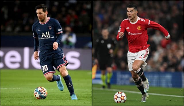 Montagem - Lionel Messi (PSG) e Cristiano Ronaldo (Manchester United)