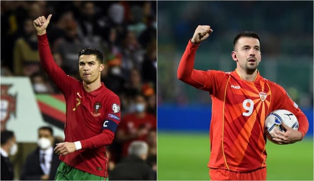 Montagem: Cristiano Ronaldo (Portugal) e Aleksandar Trajkovski (Macedônia do Norte)