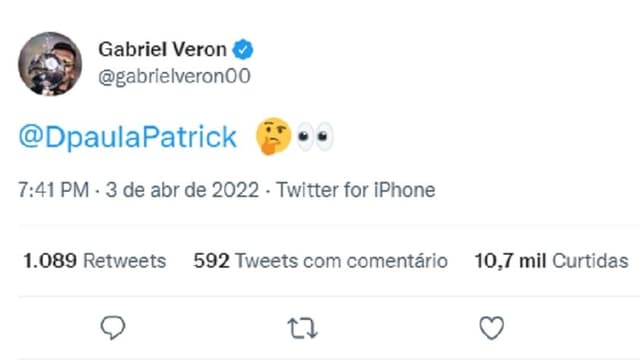 Gabriel Veron alfineta Patrick de Paula