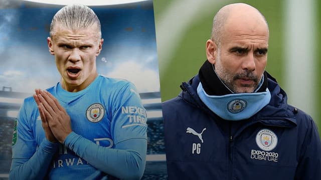 Montagem - Haaland e Guardiola