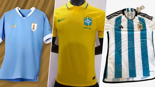 Montagem - Camisas Uruguai, Brasil e Argentina