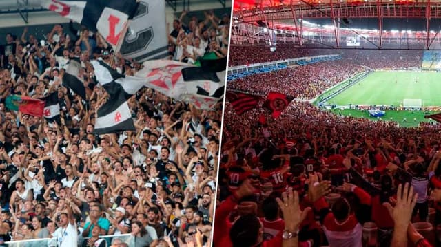 Vasco no Maracanã e a torcida do Flamengo no Maracanã