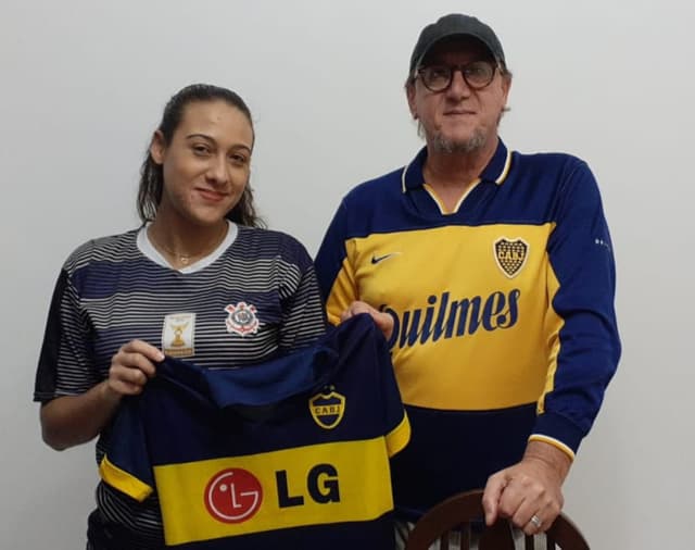 Giulia e pai - Corinthians e Boca