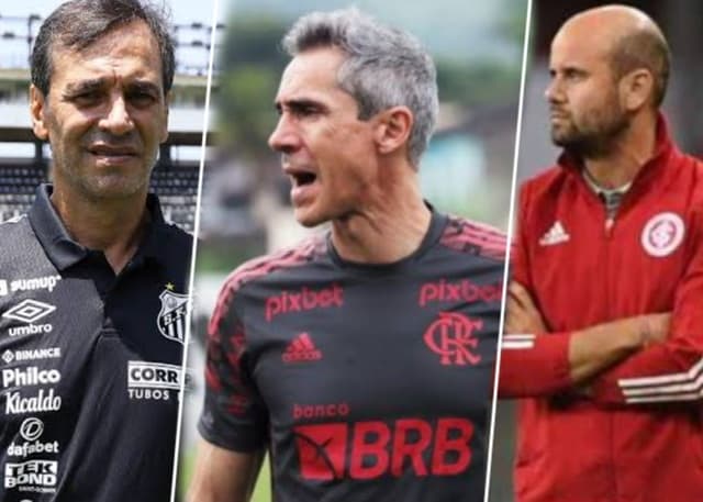 FABIAN BUSTOS (SANTOS), PAULO SOUSA (FLAMENGO) E MIGUEL ANGEL RAMIREZ (INTERNACIONAL).