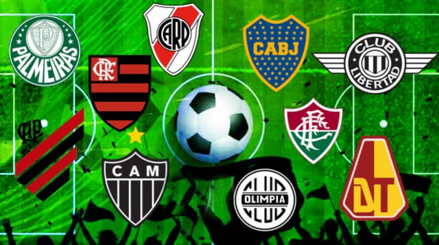 : Palmeiras, Flamengo, Atlético Mineiro, Athletico Paranaense, Fluminense, River Plate, Olímpia, Boca Juniors, Libertad e Tolima.