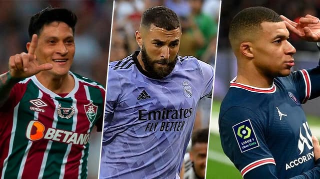 Montagem - Cano, Benzema e Mbappé