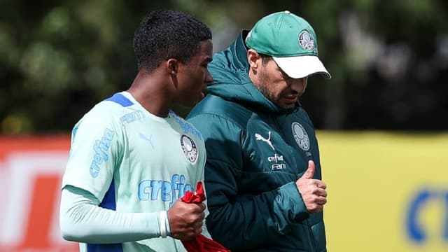 Endrick e Abel Ferreira - Treino Palmeiras