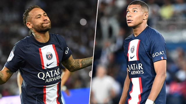 Montagem - Neymar e Mbappé