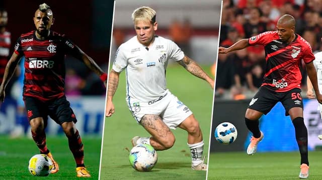 Vidal (Flamengo), Soteldo (Santos) e Fernandinho (Athletico)