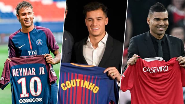 Montagem - Apresentações Neymar, Coutinho e Casemiro