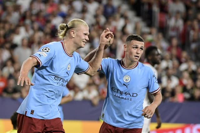 Sevilla x Manchester City - Haaland e Phil Foden