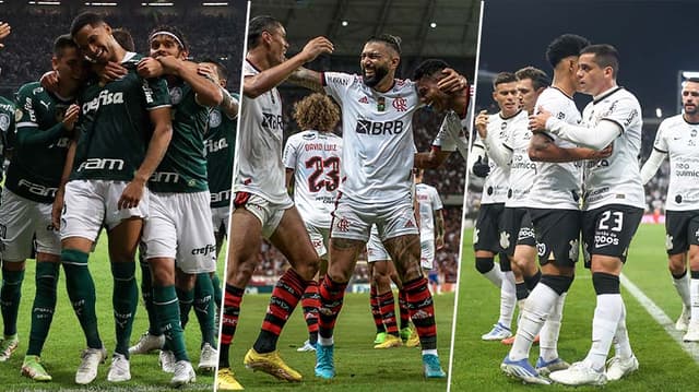 Montagem Palmeiras, Flamengo e Corinthians