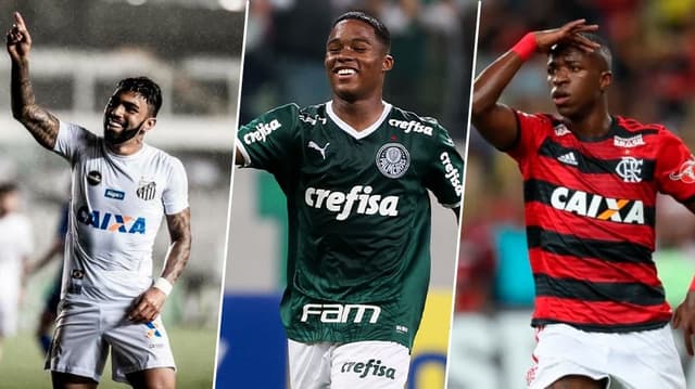 Montagem Endrick, Vinicius Junior e Gabigol