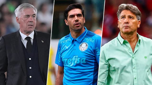 Montagem - Ancelotti, Abel Ferreira e Renato Gaúcho