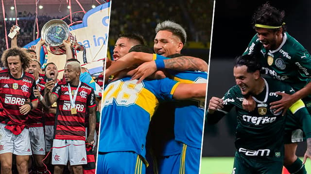 Montagem - Flamengo, Boca e Palmeiras