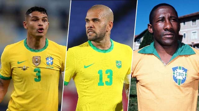 Thiago Silva, Daniel Alves (foto dele no meio) e Djalma Santos.