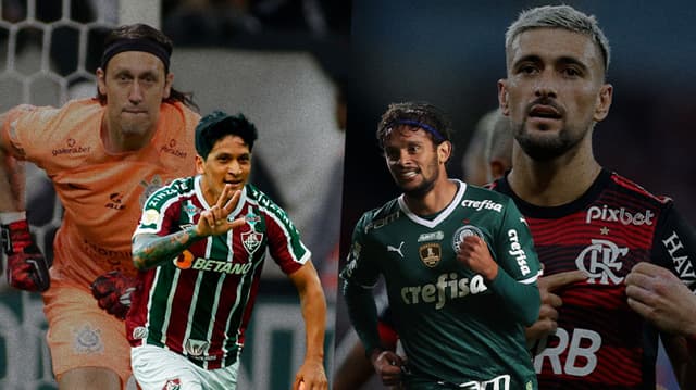 Cássio (Corinthians), Arrascaeta (Flamengo), Cano (Flu) e Scarpa (Palmeiras)