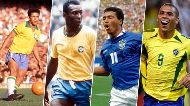 Montagem Pelé, Garricha, Ronaldo e Romário