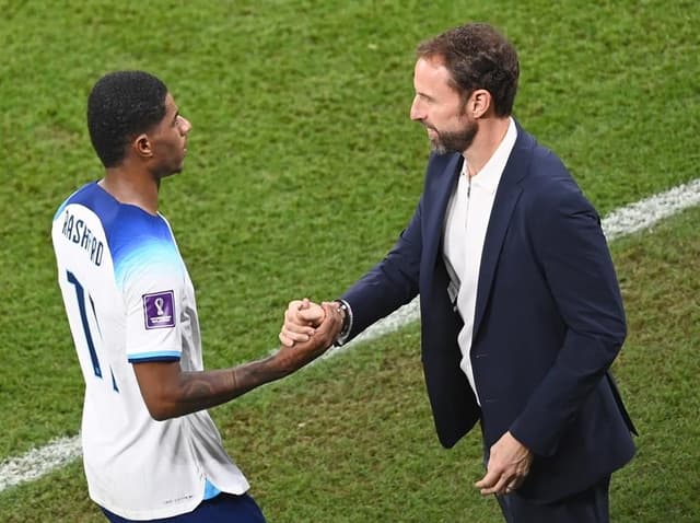 Gareth Soithgate e Marcus Rashford - Inglaterra x País de Gales