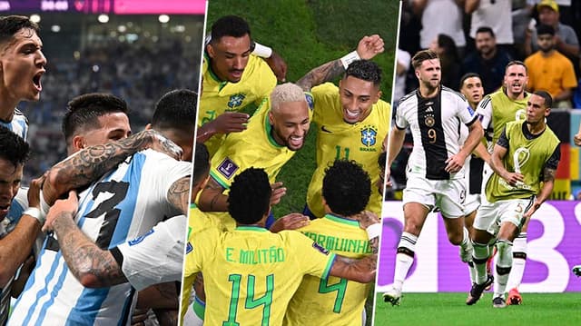 Montagem Seleção Brasileira, alemã e argentina.