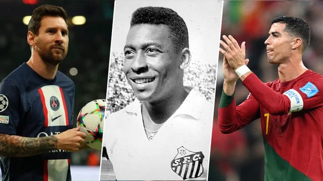 Montagem Pelé, Cristiano Ronaldo e Messi